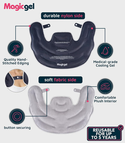 Magic Gel Ice Pack for Neck and Shoulders, Reusable Cervical Ice Pack Wrap for Neck Pain Relief, Flexible Gel Cold Pack for Shoulder Surgery Recovery, Rotator Cuff Injuries, Physical Therapy - Large