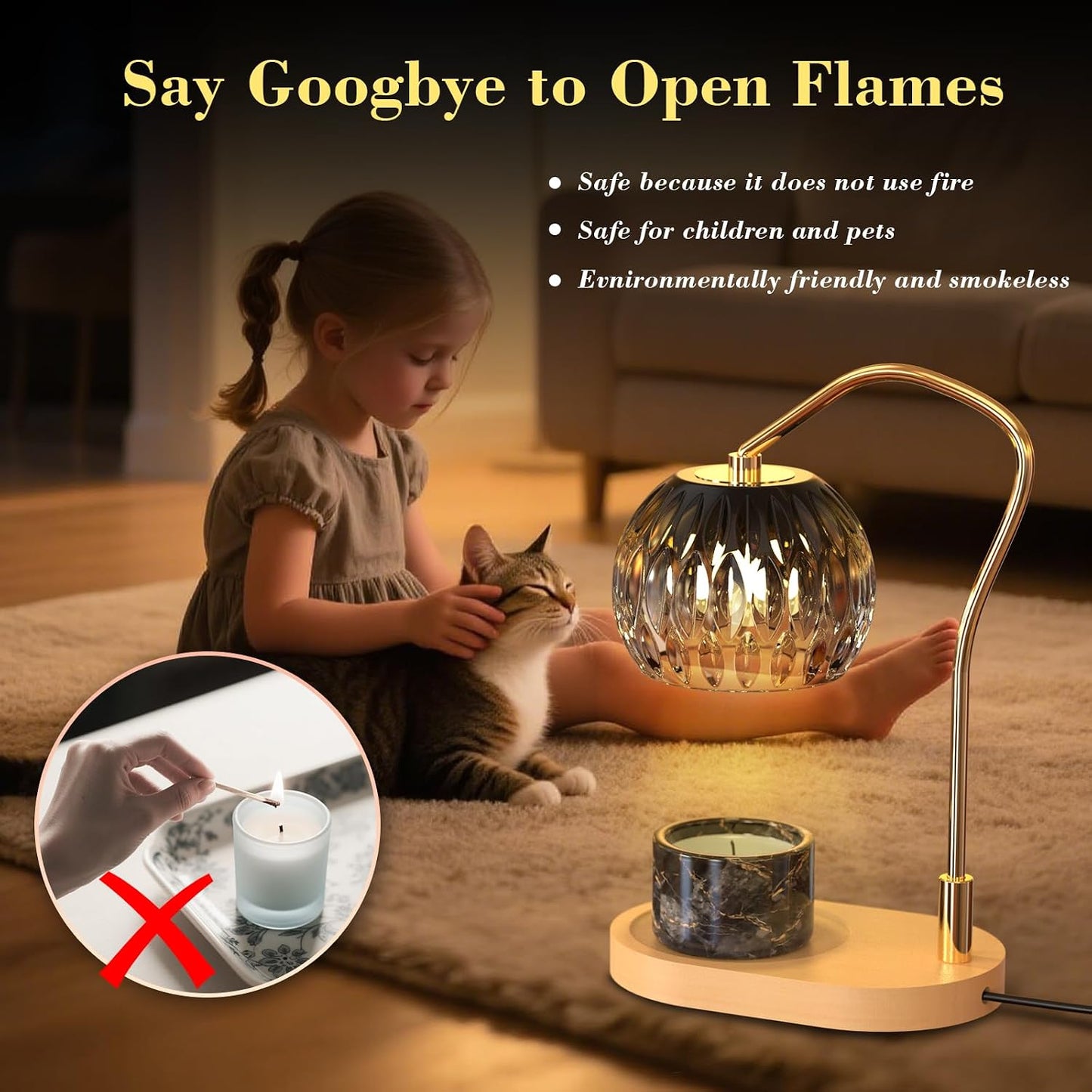 Modern Minimalist Wax Warmer for Jar Candles, Timer & Dimmer | Modern minimalist style. Timer & dimmer safe melt. 2 bulbs & heat-proof base. Perfect for living room, bedroom, or office.