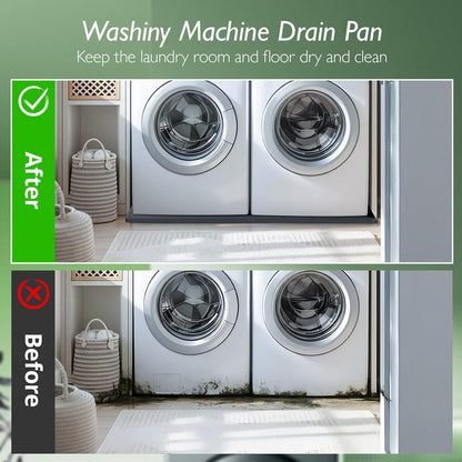 Washing Machine Drain Pan Silicone mat – 30x33 Inch Non-Slip Waterproof Washer Drip Tray, Anti-Vibration Soft Mat for Under Dryer or Washer, Floor Leak Protector for Laundry Room