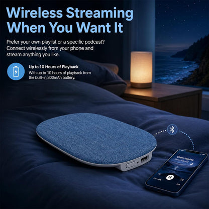 Under Pillow Bone Conduction Speakers, FFNIXOO Sleep Sound Machine with Built-in White Noise, Pillow Speakers for Sleeping Wireless Streaming, Private Side Sleeper Speaker (Blue)