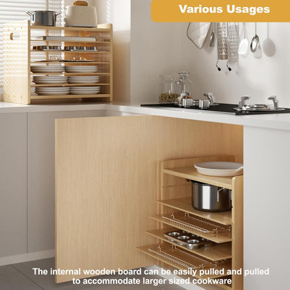 7 Tier Wooden Tray Dividers for Cabinets Cookie Sheet Organizer for Pot, Pans, Baking Tray Organizer for Kitchen Documents Storage(20" W x 16.5" H x 15.2" D)