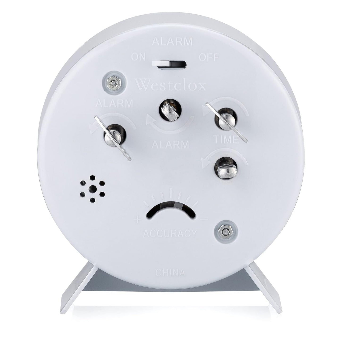 Westclox Keywound Analog Alarm Clock, Loud Bell Alarm, Manual Wind Up, No Batteries or Electricity Required (White, 4.5" x 4.25")