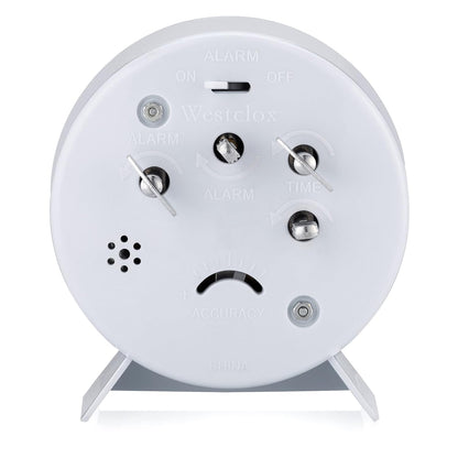 Westclox Keywound Analog Alarm Clock, Loud Bell Alarm, Manual Wind Up, No Batteries or Electricity Required (White, 4.5" x 4.25")
