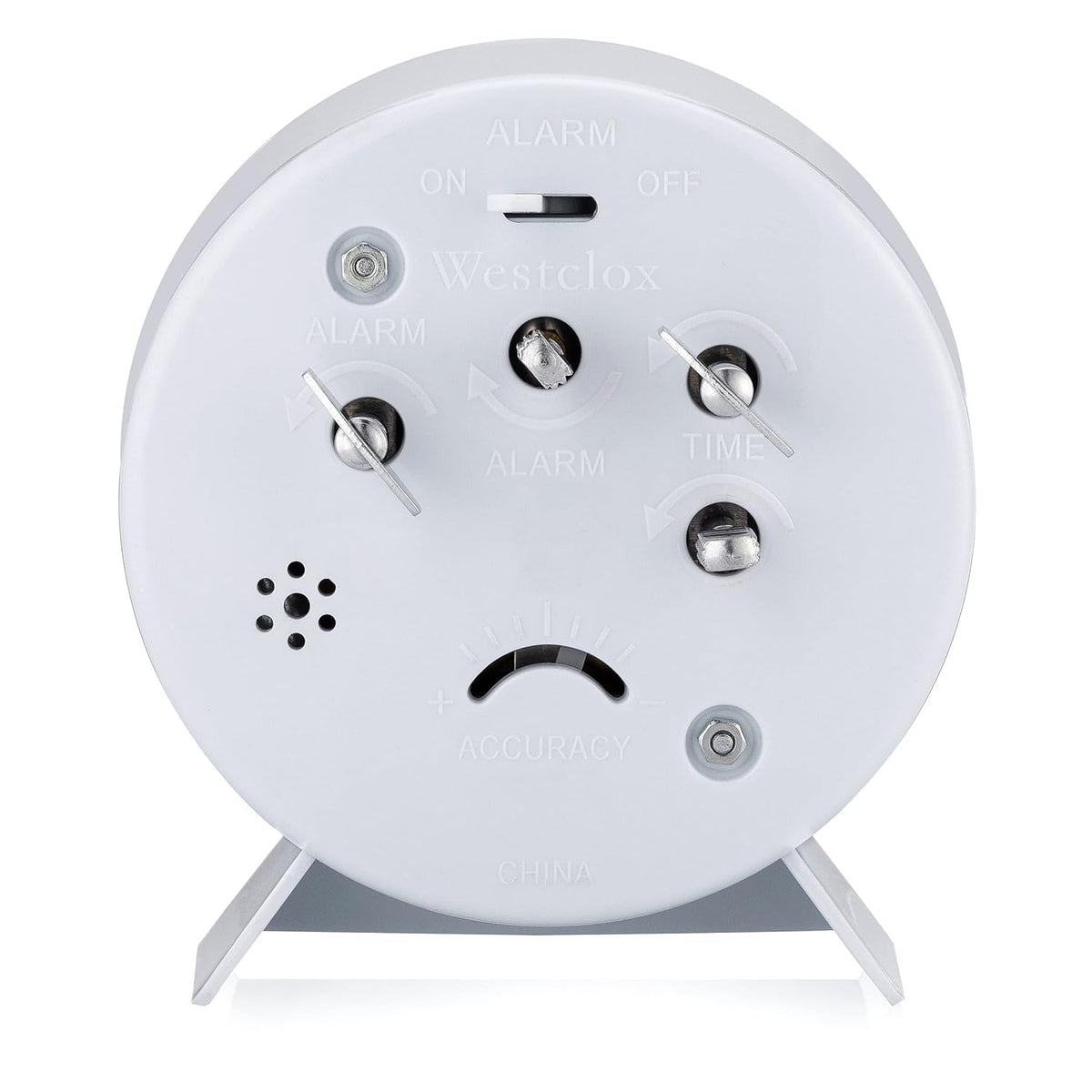 Westclox Keywound Analog Alarm Clock, Loud Bell Alarm, Manual Wind Up, No Batteries or Electricity Required (White, 4.5" x 4.25")