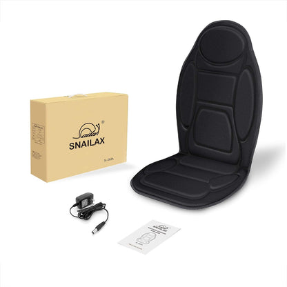 Snailax Massage Seat Cushion - Back Massager with Heat, 6 Vibration Massage Nodes & 2 Heat Levels, Massage Chair Pad for Home Office Chair, Black