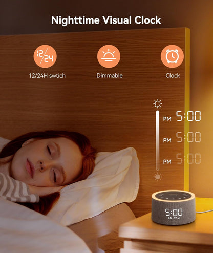 Dreamegg D1+ Sound Machine Alarm Clock, 29 Soothing Sounds with Night Light
