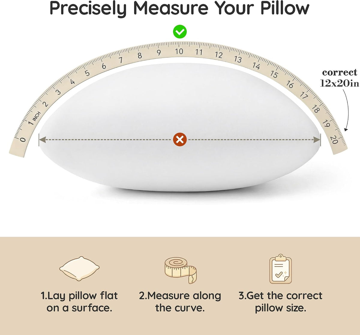AM AEROMAX 12x20 Memory Foam Throw Pillow Insert, Rectangular Lumbar, White