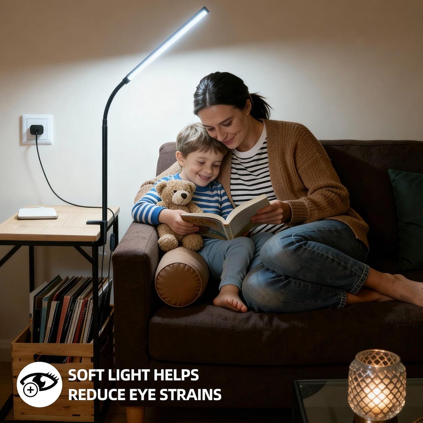 Clip on Desk Lamp with Clamp,Dimmable Eye Caring Book Reading Light for Bed | 54 LED 3 Color 10 Brightness, Push Button,USB Powered with Adapter, Flexible Gooseneck Clamp Lamp for Computer Workbench Nail