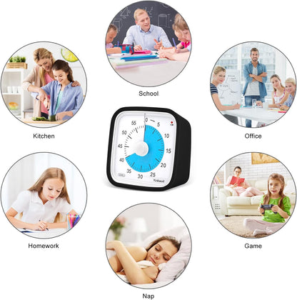 Yunbaoit Rainbow Visual Timer for Kids, 60-min Countdown Timer, Blue | Protective Case, No Ticking, Mute and Ringing Alarm Available, Time Management Tool, Low Power Reminder, for Study,Game,Work