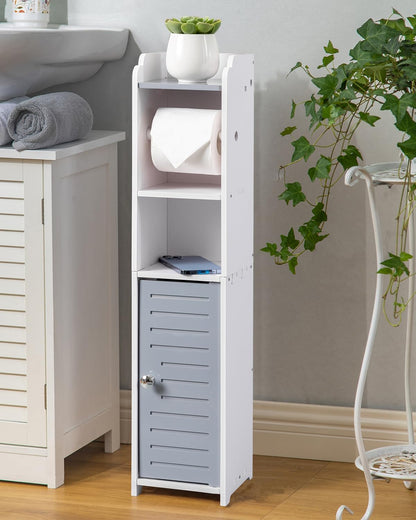 AOJEZOR Toilet Paper Holder Stand: Small Space Bathroom Storage for Renters