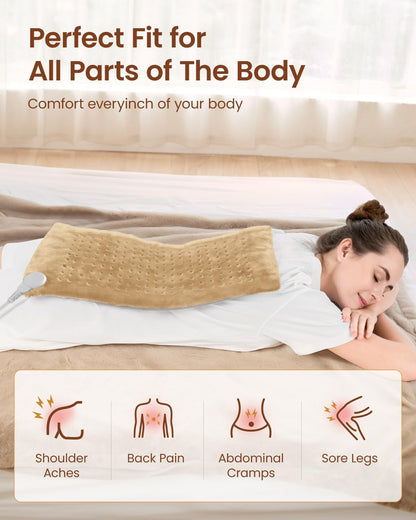 RENPHO Electric Heating Pad for Back with 10 Heat Levels, FSA Eligible HSA | Fit for Neck, Shoulder, Knee, Arm & Leg, Birthday Gift for Women, Men, Mom & Dad, HSA Approved, ETL Certified, 12 x 24", Gray