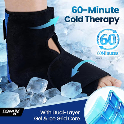 NEWGO Foot Ice Wrap, 60-Min Cold Therapy for Heel Pain & Plantar Fasciitis