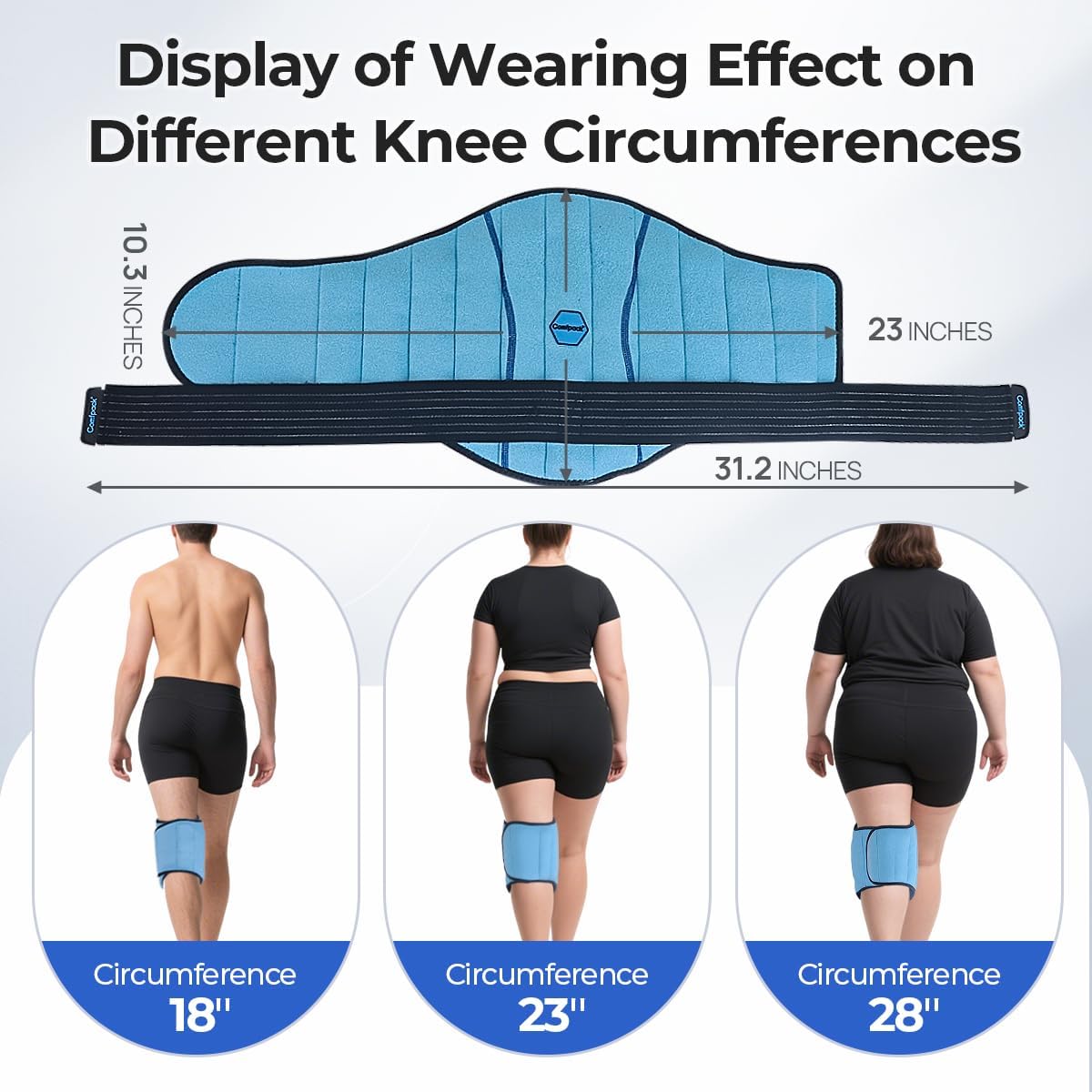 Comfpack Knee Ice Pack Wrap, 2 Hours Ice Pack for Knee Replacement Surgery | Long Lasting Coldness Ice & Compression Therapy for Arthritis Pain, ACL, Swelling, Sports Injuries (23" × 10.3")