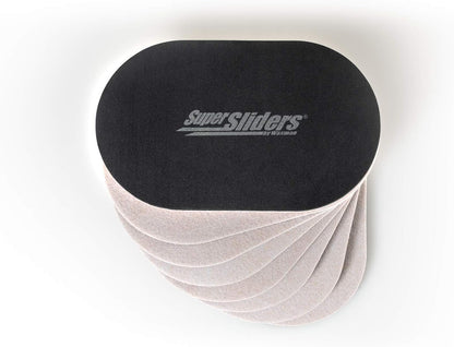 Super Sliders 5-3/4" x 9-1/2" XL Oval Reusable Furniture Sliders for Carpet, Anti-Slip Protective Furniture Moving Pads for Beds, Sofas, Dressers, Set of 4, Brown