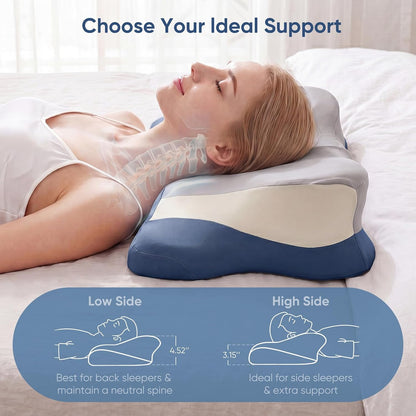 Sweetcrispy Cervical Pillow for Neck Pain Relief, Cooling Memory Foam