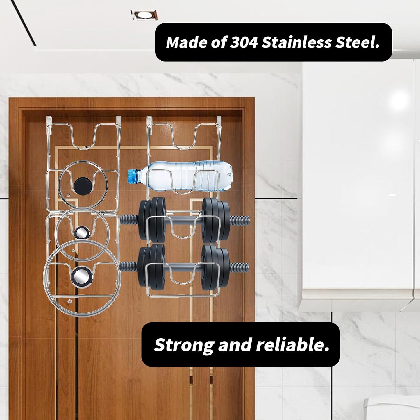 4 Tier Lid Organizer, Wall Mounted Pot Cover Rack, Lid Holder | No Drilling, Stainless Steel, Lid Holder for Kitchen Cabinet