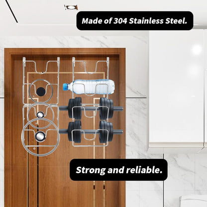4 Tier Lid Organizer, Wall Mounted Pot Cover Rack, Lid Holder | No Drilling, Stainless Steel, Lid Holder for Kitchen Cabinet
