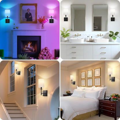 Battery Operated Wall Sconces Set of 2, Rechargeable Sconces with Remote