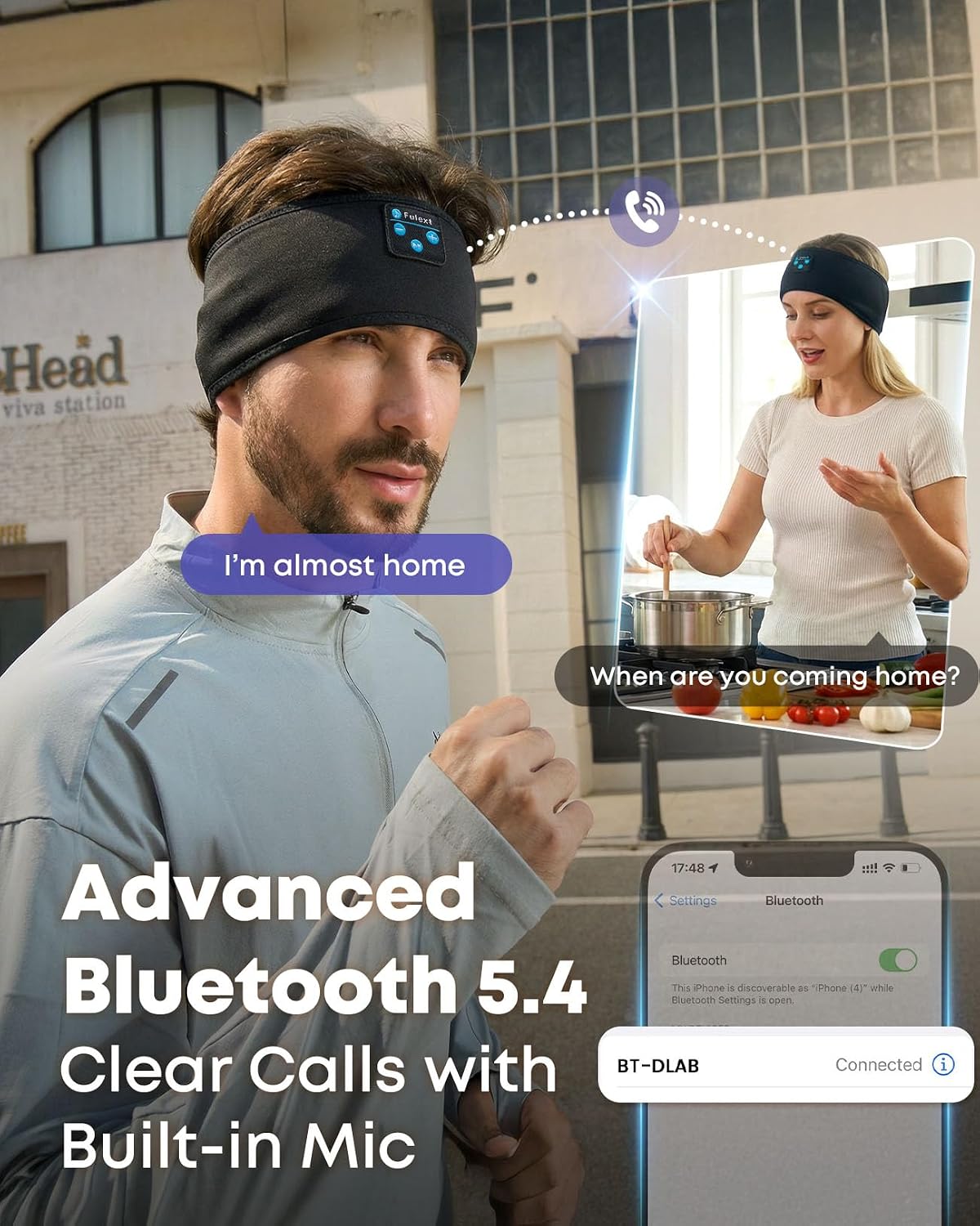 Sleep Headphones Bluetooth 5.4 Headband, Wireless Sleep Headphones with Ultra-Thin HD Stereo Speakers for Side Sleepers, Sweatproof Sports Headband for Workout Yoga Running Cool Gadget Unique Gifts