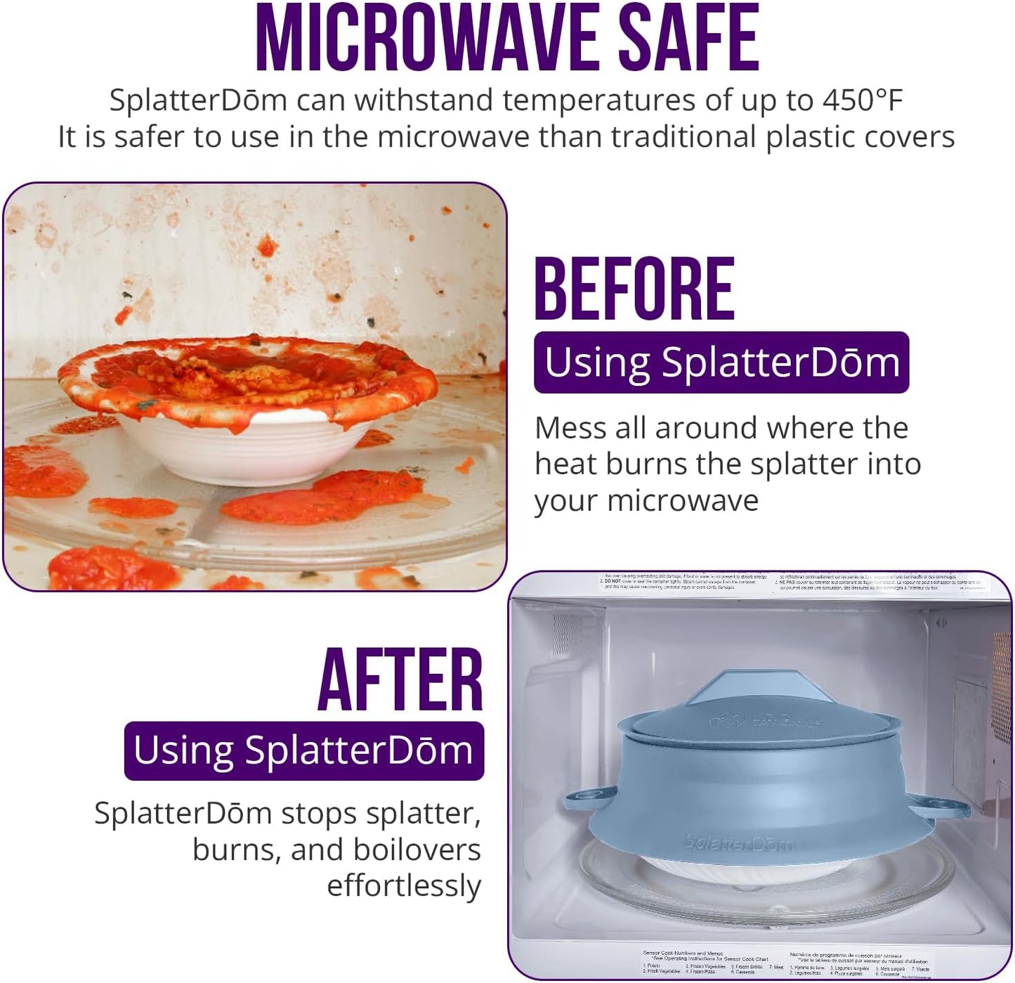 L.I.Q. Silicone Splatter Guard, Durable SplatterDom, Blue Steel, Large | 10 and 12 Inch Pots, 10'' Lid, Food and Oil Splash Guard for Cooking, Easy to Clean and Store, BPA-Free, Microwave Safe