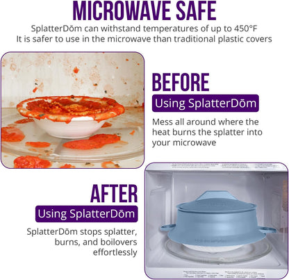 L.I.Q. Silicone Splatter Guard, Durable SplatterDom, Blue Steel, Large | 10 and 12 Inch Pots, 10'' Lid, Food and Oil Splash Guard for Cooking, Easy to Clean and Store, BPA-Free, Microwave Safe