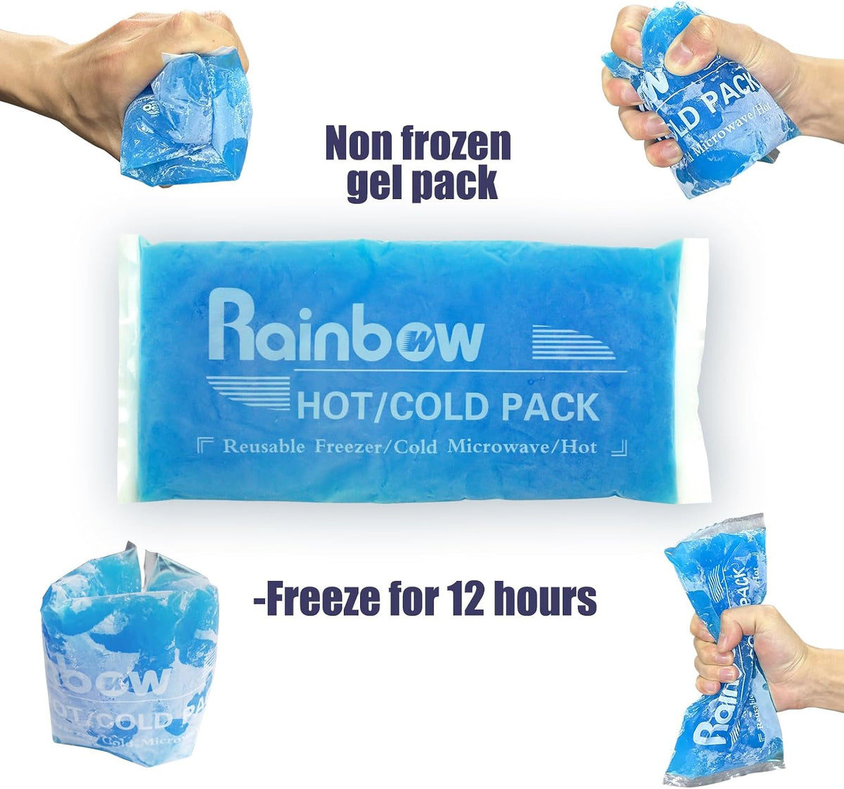 Ice Packs for Injuries Reusable Gel - Hot Cold Gel Ice Pack for Injury, Pain Relief, Rehabilitation - Flexible Ice Packs for Knee, Shoulder, Back, Neck, Wrist - 4.7" x 12.2"