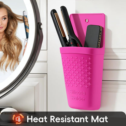 ZAKRA Curling Iron Holder,Heat Resistant Silicone Holder for Flat Iron,Hair Straightener,Hot Hair Tools,Vanity Accessories Organizer.(Grey)