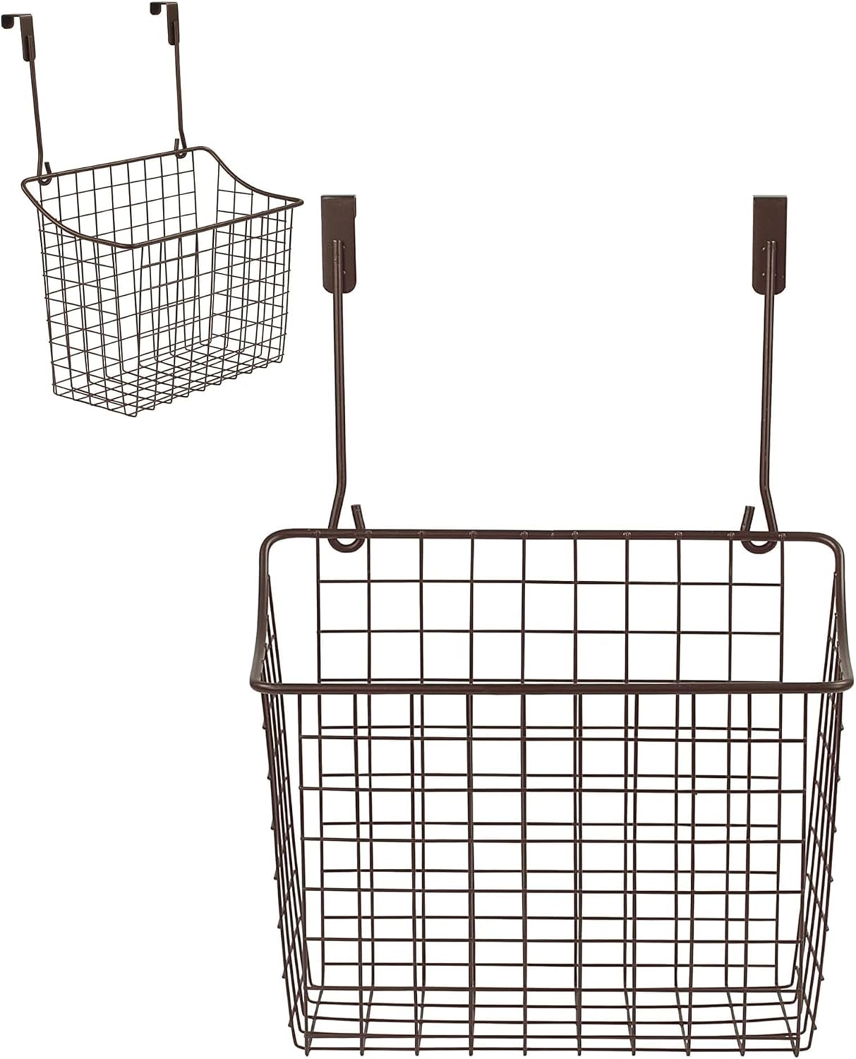 Spectrum Hanging Baskets for Organizing (Large, Satin Nickel) - Grid Over the Cabinet Wire Basket for Kitchen or Bathroom - Door Hanging Storage Organizer for Cleaning Supplies, Washcloths, & Towels