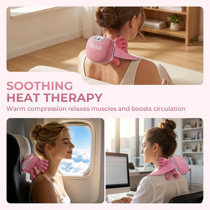 Vinid Bionic Neck and Shoulder Massager with Heat, 4D Kneading Massage, Simulated Human Hand Design for Pain Relief and Muscle Relax, Neck Massager Pillow Ideal for Valentines Gift, Green