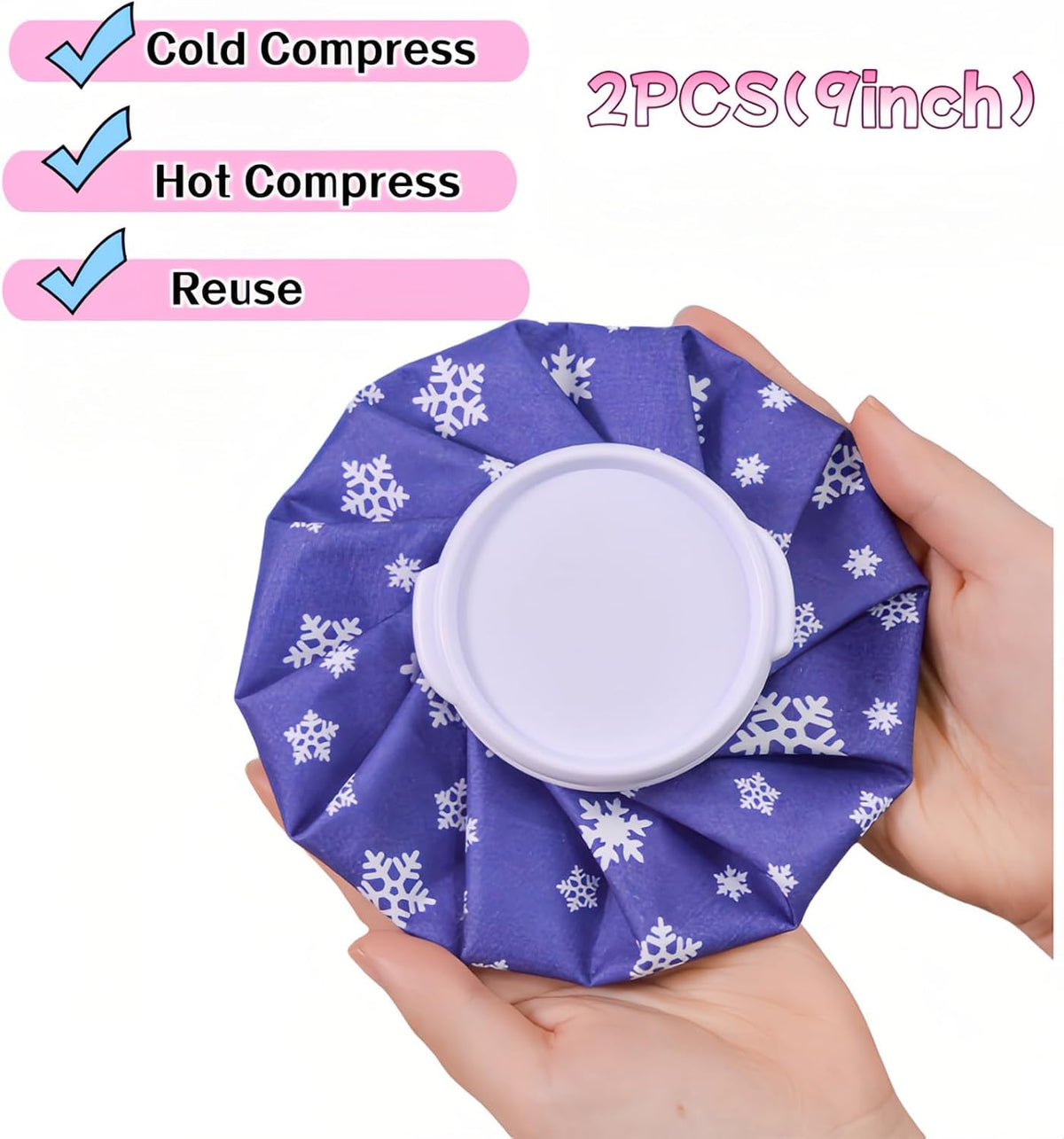 Hot and Cold Reusable Ice Bag for Sport Injuries Ice Pack for Injuries, Hot & Cold Therapy, Teeth Pain Cold Pack, Headaches Cold Ice Bag Hot Cold Therapy for Head Shoulder Back Knee 2PCS