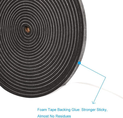 2 Rolls Foam Seal Tape for Door Window Insulation, Soundproof and Shockproof Foam Adhensive Strip, 3/8" Wx3/16 T Single Sided Foam Tape, Cold Air and Draft Closed Cell Seal Strip,Total 32FT
