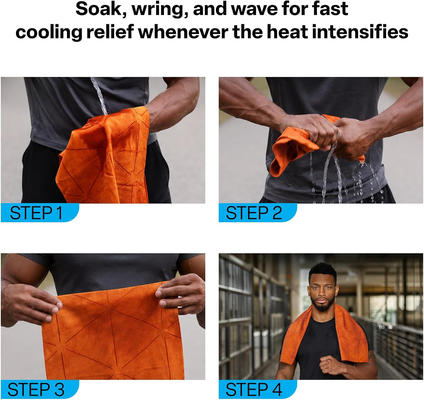 COLD FACTOR Instant PVA Cooling Towels, Cooling Neck Wraps, Blue, 3 Pack | 5 Hours of Cooling, UPF 50+, Soft Cooling Towels for Neck and Face, Machine Washable, Ideal for Sports & Workouts, 3"x29.5"