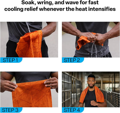 COLD FACTOR Instant PVA Cooling Towels, Cooling Neck Wraps, Blue, 3 Pack | 5 Hours of Cooling, UPF 50+, Soft Cooling Towels for Neck and Face, Machine Washable, Ideal for Sports & Workouts, 3"x29.5"