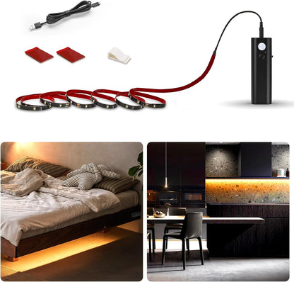 WOBANE Motion Sensor Stair Strip Lights,Rechargeable LED Closet Light,White