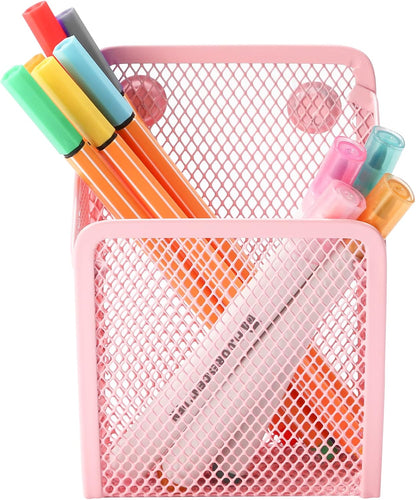 Magnetic Pencil Holder,Mesh Stainless Steel Pen Basket, Metal Writing Utensil Storage Organizer for Whiteboard,Blackboard,Kitchen, Locker, Home, or Office | Metal Writing Utensil Storage Organizer for Whiteboard,Blackboard,Kitchen, Locker, Home, or Office