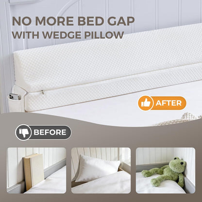 Bed Wedge Gap Filler Queen Size, Wedge Pillow for Headboard Gap, 60×10×6 in