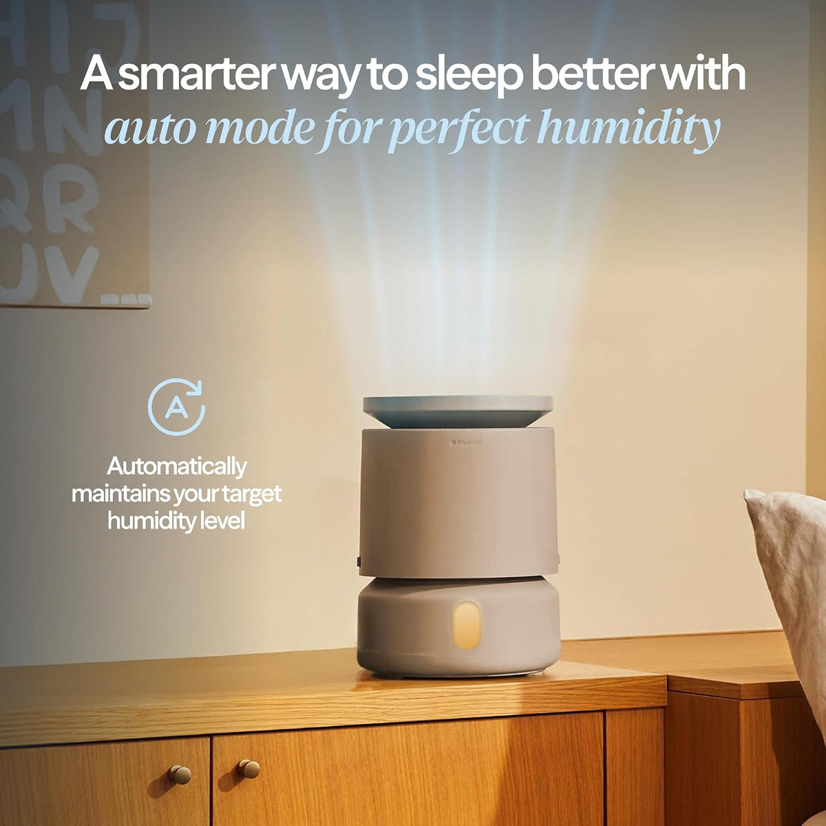BLUEAIR 3.8L Top-Fill Humidifiers for Bedroom, 1 Gal, DreamWell H38i Grey