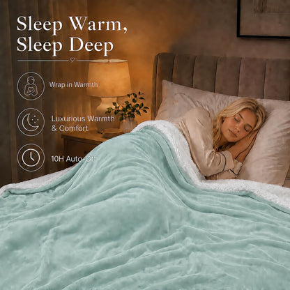 Electric Heated Blanket Full Size 72"x84" – Light Gray | ETL for Safe Overnight, 4 Heat Settings & 10H Auto Off, Dual-Sided Microplush Sherpa for Home Night, Machine washable