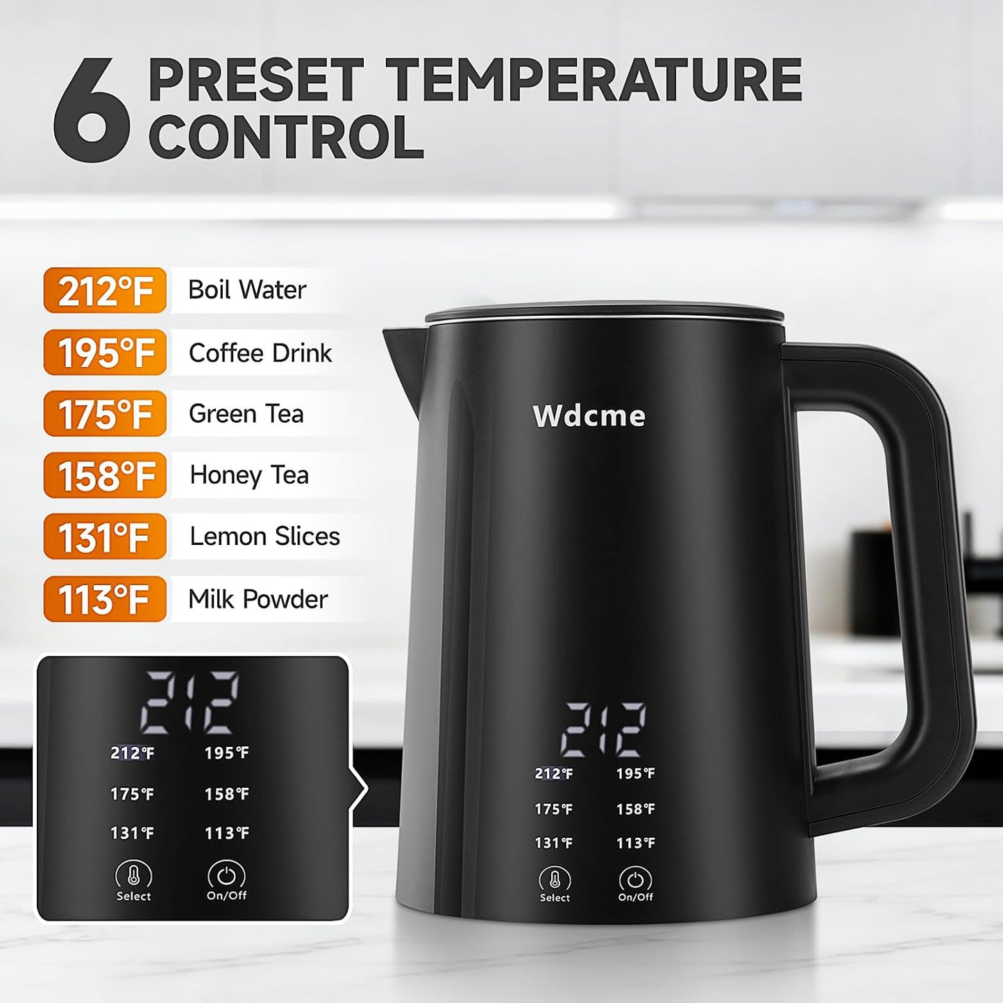 0.6L Small Travel Electric Kettle Smart Tea Coffee Kettle | 800W,6 Temperature Control,304 Stainless Steel,Dual Voltage 110-240V,12H Keep Warm