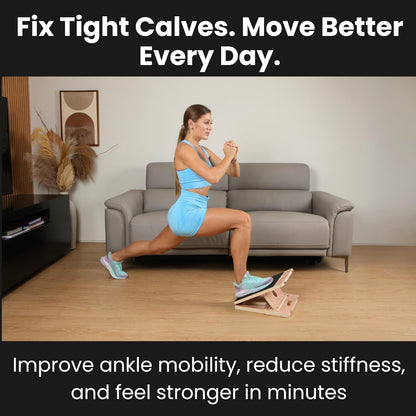 Swara 17″ Wide Wooden Slant Board for Calf Stretching & Squats, Foldable | Adjustable Calf Stretcher with Thicker Base, Foldable Wide Slant Board, Exercise Guide, Free Muscle Roller and 400lb Capacity