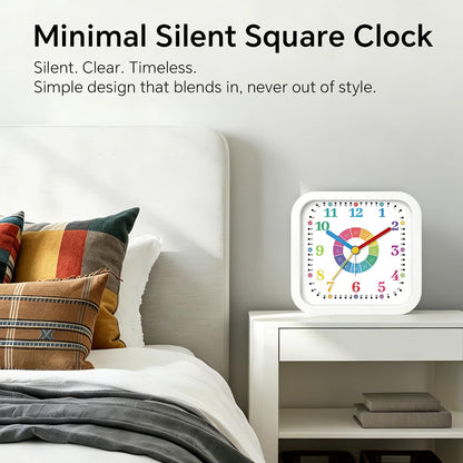 Loud Alarm Clock for Heavy Sleepers, 4.5" Simple Square Analog Alarm Clocks with Silent Movement Battery Operated Easy-to-Read Dial, Plastic Small Desk Clock for Bedroom Teens Seniors, Black