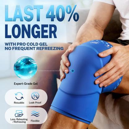 Knee Ice Pack Wrap Sleeve Thickened Core for Knee Pain, Targeted Swelling Relief During Recovery, Soft Flexible Gel, No Slip Compression Fit, Reusable Hot Cold Therapy for Post Activity, L