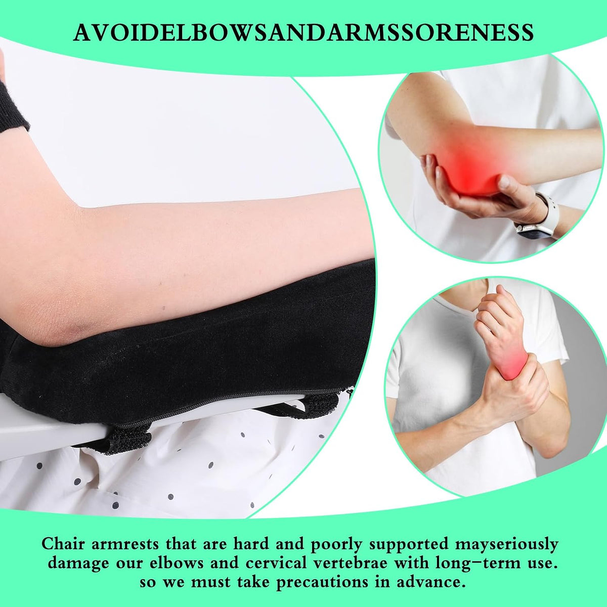 2 pcs Ergonomic Office Chair Arm Pads, Memory Foam Armrest Pads for Office Chair Gaming Chair Arm Rest Covers for Desk Chair, Armrest Cushions for Elbow Pressure Relief
