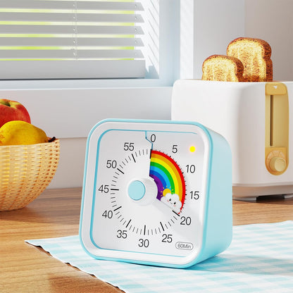 Visual Timer for Kids, Countdown Timer with Pause Function, White | Timer for Kitchen Cooking, Classroom, Study, Toddler, ADHD, Cute Timer Clock, Alarm 3 Volume Levels, Light Indicator