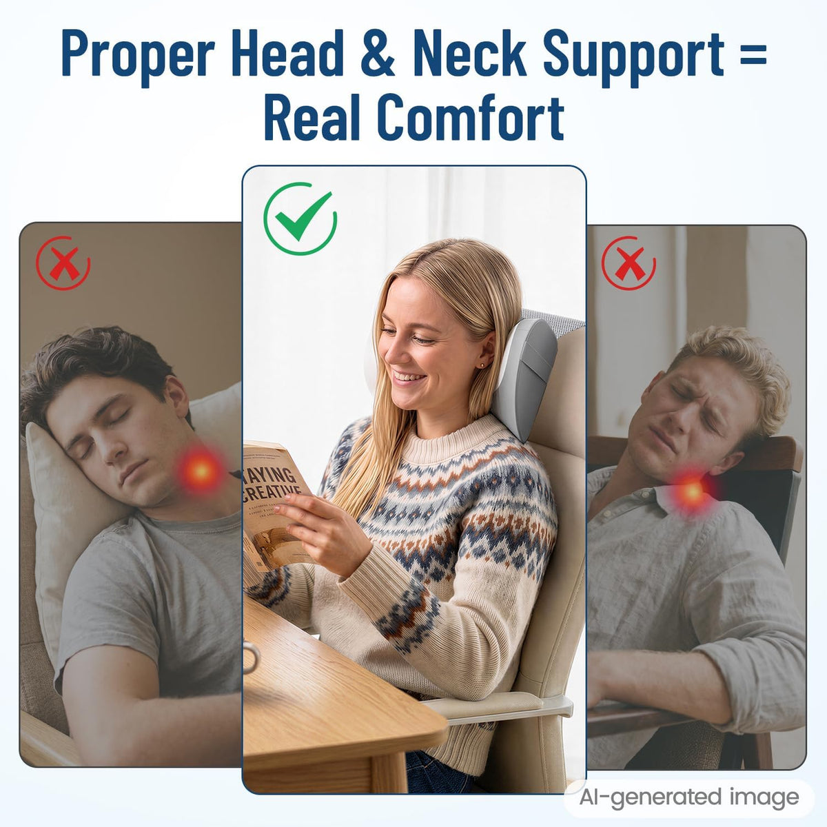 PouHenier.jh Neck Pillow for Recliner Office Gaming Chair Support, Grey