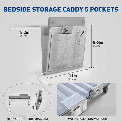 Mattress Slide Stopper With Bedside Caddy For Metal Frame Extra Tall Adjustable Mattress Retainer Bar For Bed Keep Mattres Topper From Sliding Non Slip Mattresses Gripper Gasket Holder Bracket