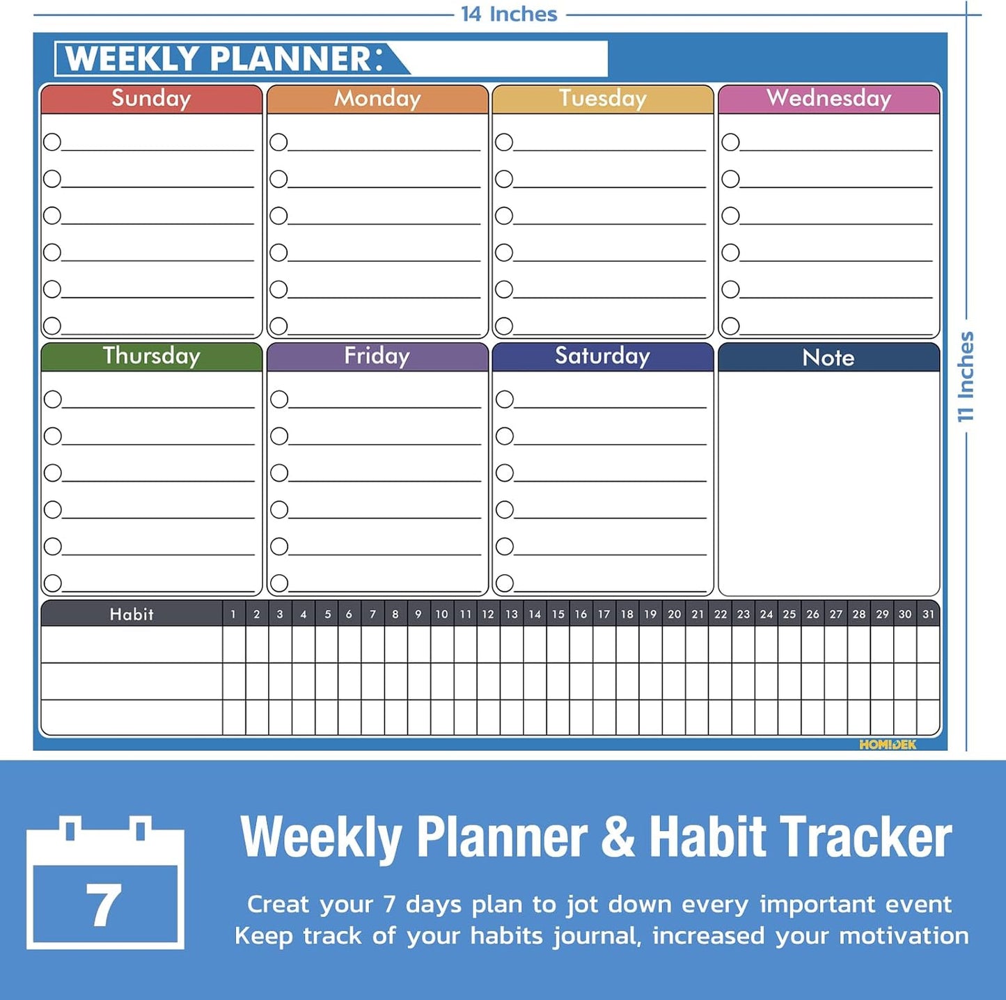 Magnetic Fridge Calendar Magnet, Dry Erase Whiteboard Calendar and Family Chore Chart for Adults with Magnetic List, Dry Erase Markers and Eraser - 14 x 11 Inches