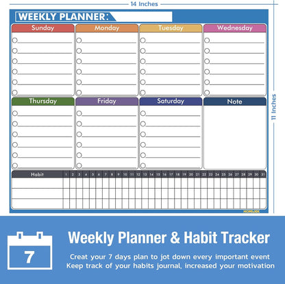 Magnetic Fridge Calendar Magnet, Dry Erase Whiteboard Calendar and Family Chore Chart for Adults with Magnetic List, Dry Erase Markers and Eraser - 14 x 11 Inches