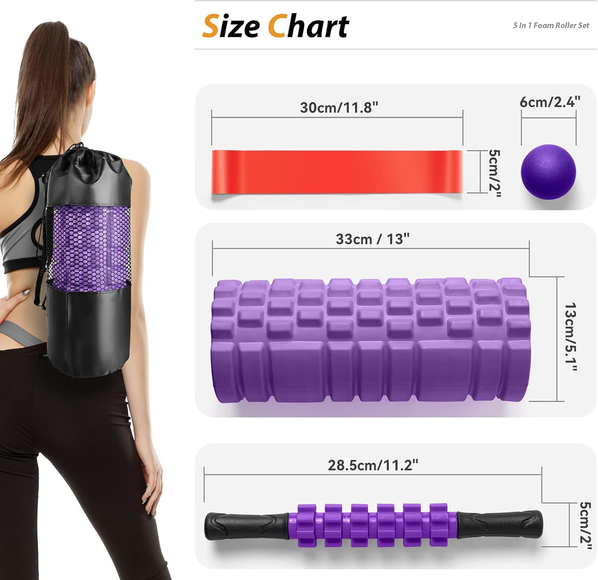 SUBCULTUREPICK 5 in1 Foam Roller Set, Trigger Point Foam Roller Deep Tissue