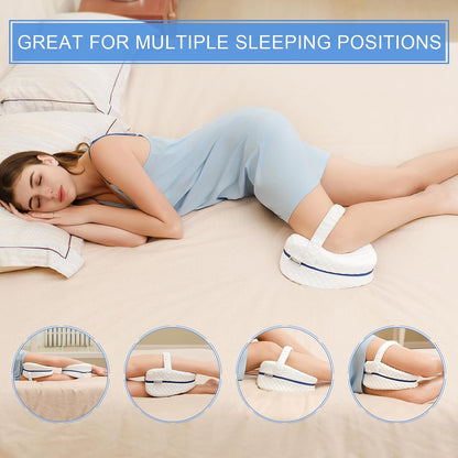 BEAUTRIP Leg Pillow | Ergonomic Side Sleeping Pillows | Memory Foam Knee Pillow with Strap for Side Sleeper | Leg Support Cushion with Removable and Washable Cover